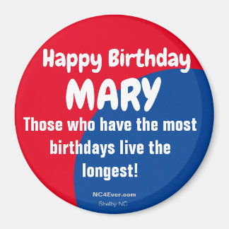 Imán Feliz cumpleaños, MARY Refrigerator Magnet
