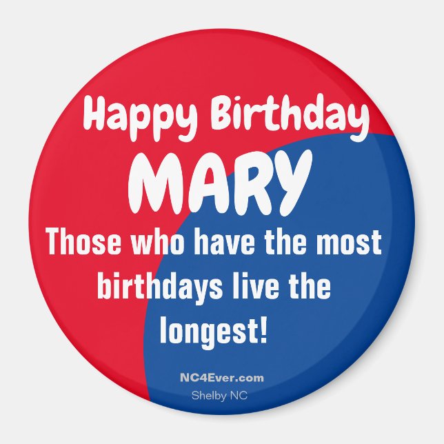 Imán Feliz cumpleaños, MARY Refrigerator Magnet (Frente)