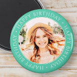 Imán Feliz cumpleaños, moderna y simple foto Personaliz<br><div class="desc">Este diseño sencillo y moderno se compone de una tipografía de suero y añade una foto personalizado.</div>