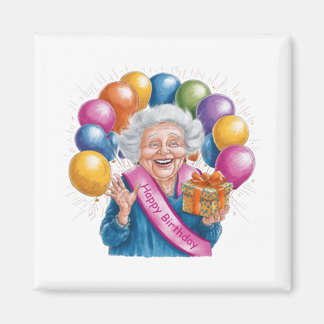 Imán Feliz Cumpleaños Nana Divertida (Frente)