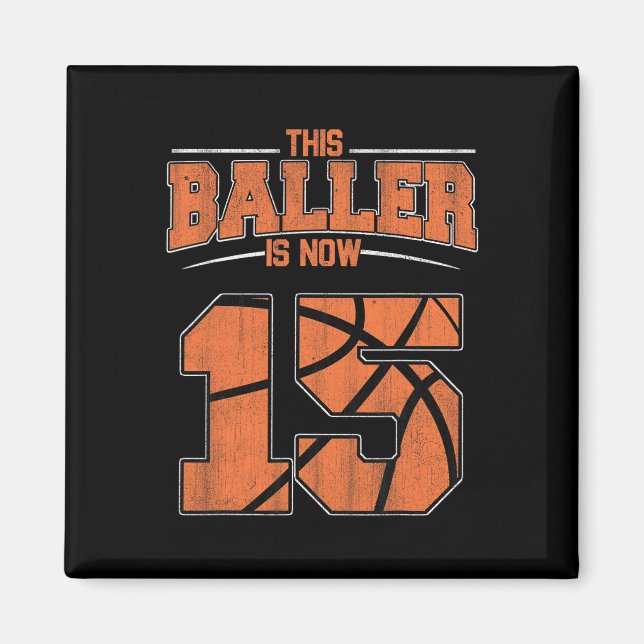 Imán Feliz cumpleaños niños de 15 años de básquetbol qu (Frente)