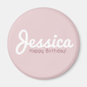 Imán Feliz Cumpleaños, Nombre Personalizable Rosa Dor