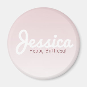 Imán Feliz Cumpleaños, Nombre Personalizable Rosa Omb