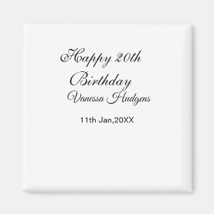 Imán Feliz cumpleaños número 20 nombre fecha simple min