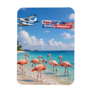 Imán Feliz cumpleaños número 250 flamencos americanos e