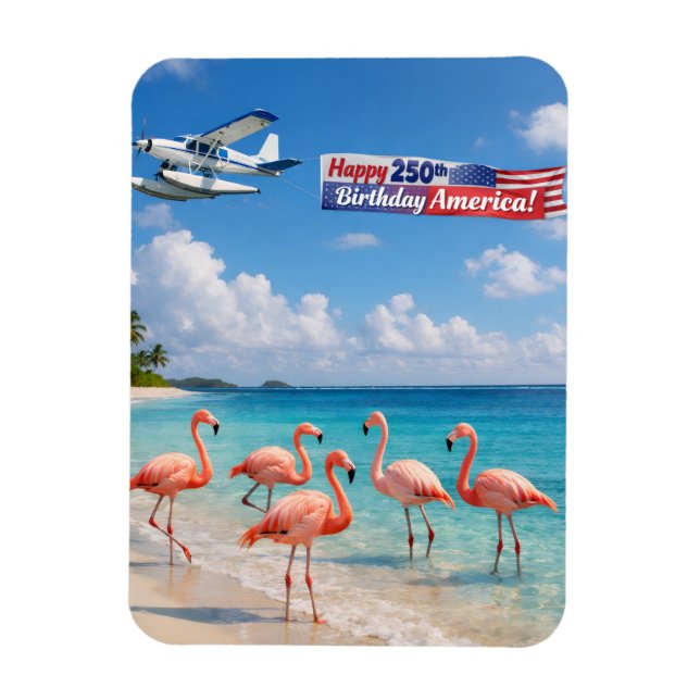 Imán Feliz cumpleaños número 250 flamencos americanos e (Vertical)
