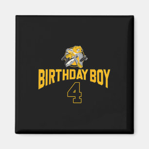 Imán Feliz cumpleaños número 4 niño hockey oso hockey s
