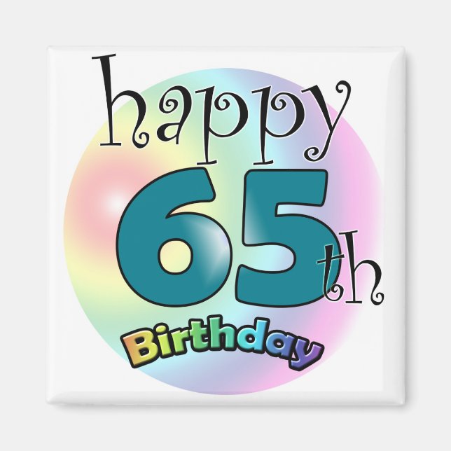 Imán Feliz cumpleaños número 65 (negro) (Frente)