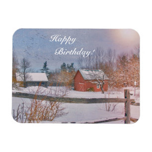 Imán Feliz cumpleaños, país, invierno