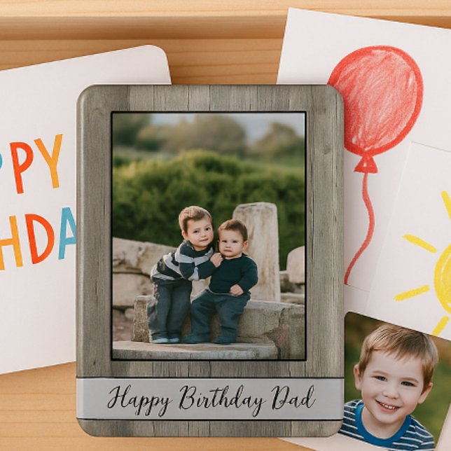 Imán Feliz cumpleaños papá foto de Rustic Wood (Subido por el creador)
