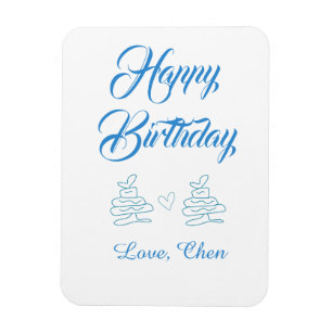 Imán feliz cumpleaños pastel azul corazón nombre amor 