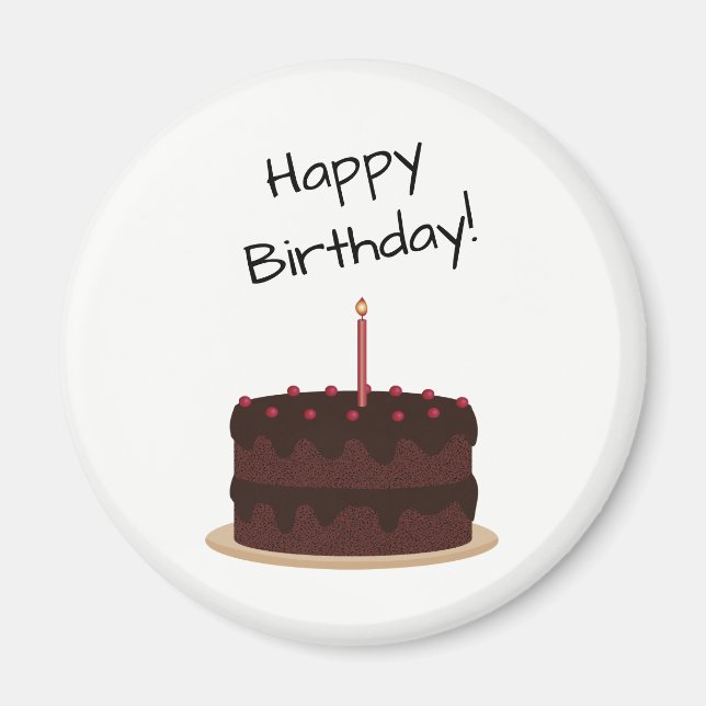 Imán Feliz cumpleaños pastel de chocolate (Frente)