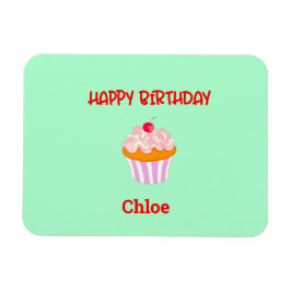 Imán Feliz Cumpleaños Pastel personalizado con nombre