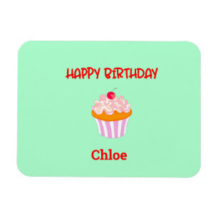 Imán Feliz Cumpleaños Pastel personalizado con nombre
