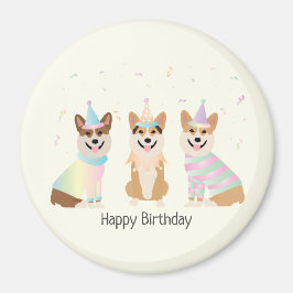 Imán Feliz cumpleaños Pembroke Welsh Corgi Dogs