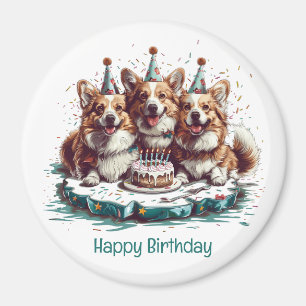 Imán Feliz cumpleaños Pembroke Welsh Corgi Dogs