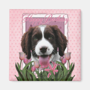Imán Feliz cumpleaños - perro de aguas de saltador