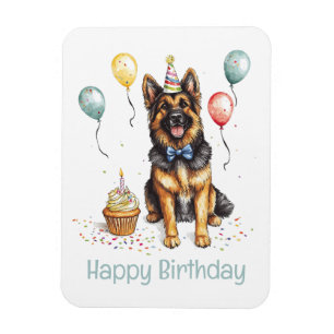 Imán Feliz Cumpleaños Perro Pastor Alemán