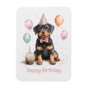 Imán Feliz Cumpleaños Perro Rottweiler