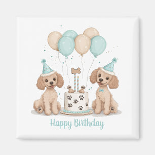 Imán Feliz Cumpleaños Perros Caniche Estándar