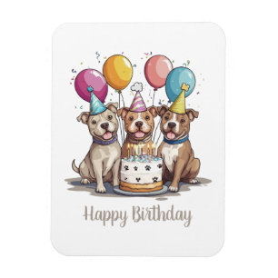 Imán Feliz Cumpleaños Perros Pit Bull