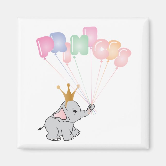 Imán Feliz cumpleaños Princesas Imágenes de bebé elefan (Frente)
