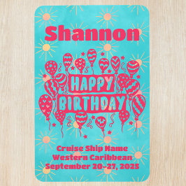 Imán Feliz cumpleaños puerta de crucero azul rosado