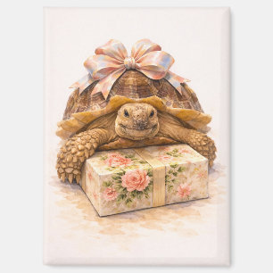 Imán Feliz Cumpleaños Regalo de tortuga Sulcata acuarel