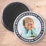 Imán Feliz cumpleaños, simple foto de un Personalizado<br><div class="desc">Este diseño sencillo y moderno se compone de una tipografía de suero y añade una foto personalizado.</div>