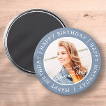 Imán Feliz cumpleaños, simple foto de un Personalizado<br><div class="desc">Este diseño sencillo y moderno se compone de una tipografía de suero y añade una foto personalizado.</div>