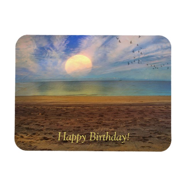 Imán Feliz cumpleaños Sunset Beach (Horizontal)