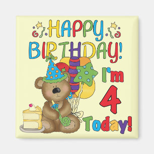 Imán Feliz cumpleaños Teddy Bear 4ª camisetas y regalos