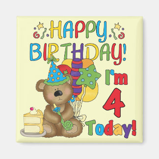 Imán Feliz cumpleaños Teddy Bear 4ª camisetas y regalos