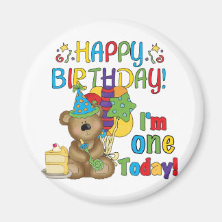 Imán Feliz cumpleaños Teddy Bear primera camisetas y re