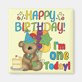Imán Feliz cumpleaños Teddy Bear primera camisetas y re
