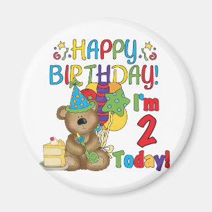 Imán Feliz cumpleaños Teddy Bear segundo cumpleaños