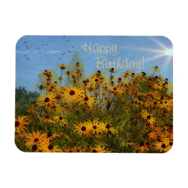 Imán Feliz cumpleaños verano, Black-Eyed-Susans (Horizontal)