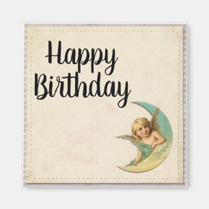 Imán Feliz cumpleaños Vintage Angel Personalizable Magn