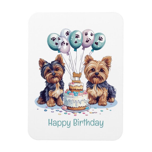 Imán Feliz cumpleaños Yorkie Dog (Vertical)