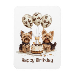 Imán Feliz cumpleaños Yorkie Dogs