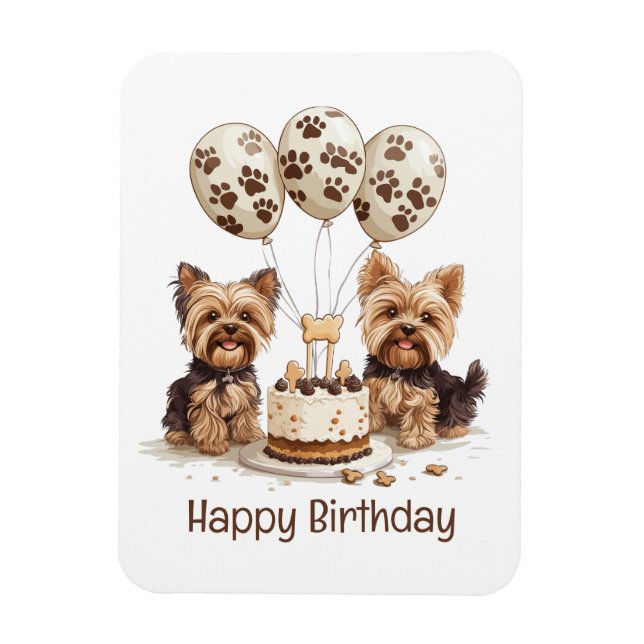 Imán Feliz cumpleaños Yorkie Dogs (Vertical)