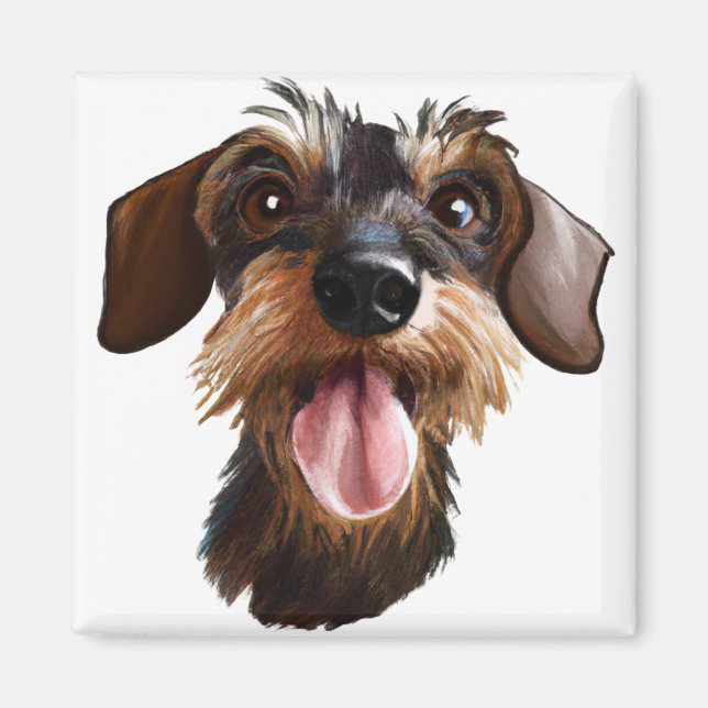 Imán Feliz Dachshund de cabello alámbrico (Frente)