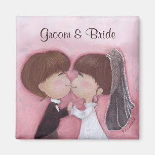 Imán feliz de la boda (personalizable)