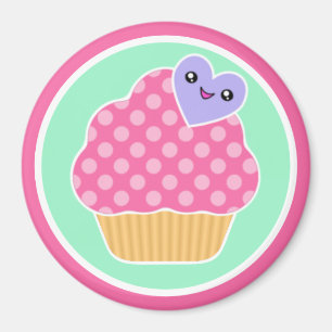 Imán feliz de la magdalena de Kawaii del corazón