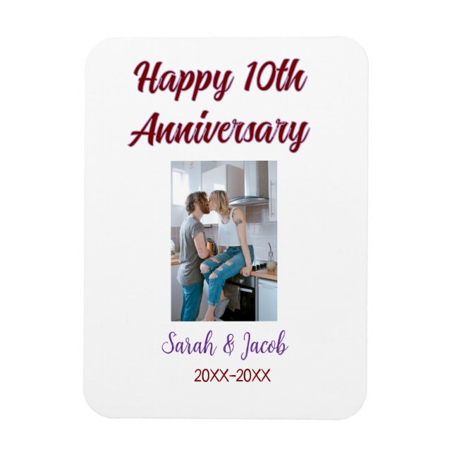 Imán Feliz décimo aniversario foto boda apellido d (Vertical)