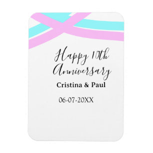 Imán Feliz décimo aniversario nombre de boda minimalist