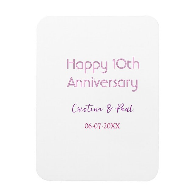 Imán Feliz décimo aniversario nombre de boda simple min (Vertical)