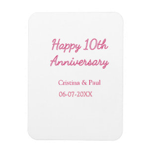 Imán Feliz décimo aniversario nombre de boda simple min