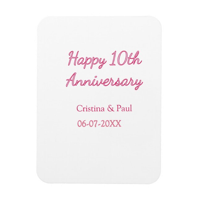 Imán Feliz décimo aniversario nombre de boda simple min (Vertical)