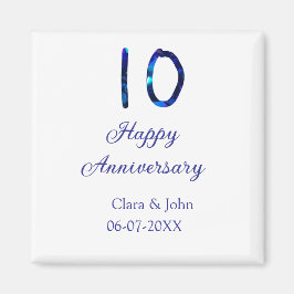 Imán Feliz décimo aniversario purpurina azul añadir fec